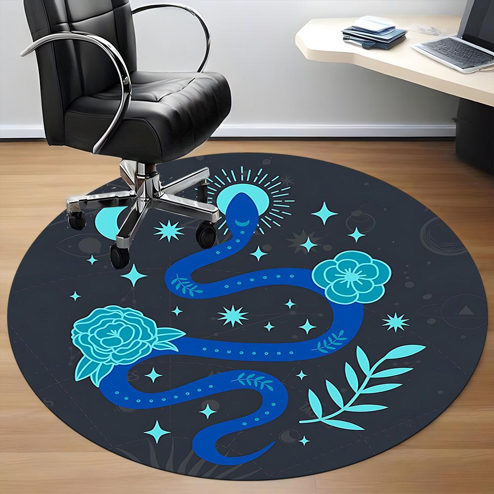 1pc Snake Flowers Office Round Area Rug,  Mat Suitable For Office, Under Office Chairs Bedroom Living Room Home Decor, Room Deco