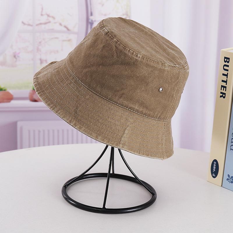 Bucket Hat Men's and Women's Sunscreen Visor Hat Washed Cotton Old Basin Hat Retro Cowboy Hat Travel Small Face