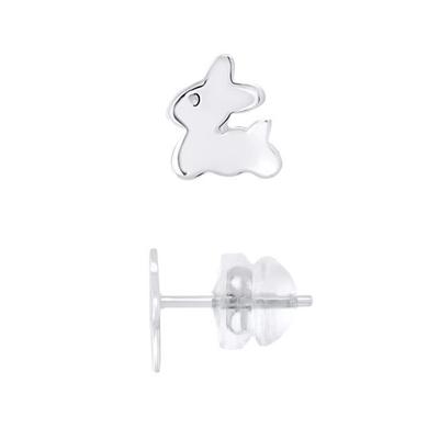 Earrings - LÉA &; ARTHUR - RABBIT Motifs - 375 White Gold - For Children - Stud Earring