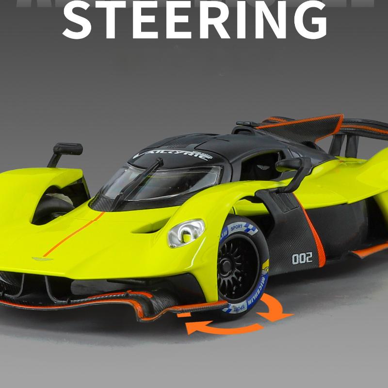 1:24 Valkyrie Race Car Alloy Diecast Metal Sound Light Model Car Outdoor Collectibles Decoration Hobby Gift Boy