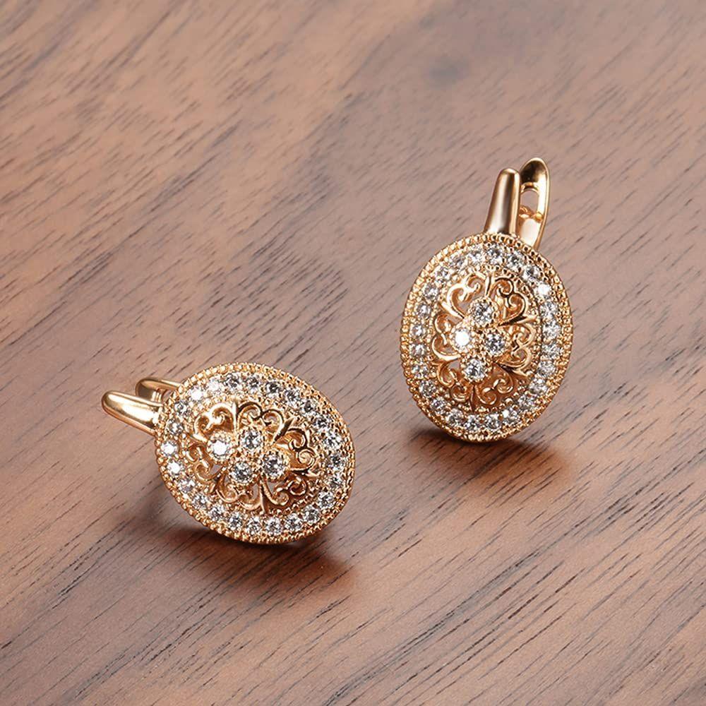 Rose  Latest Fancy Stylish Copper Zircon Bali Earrings for Women and Girls