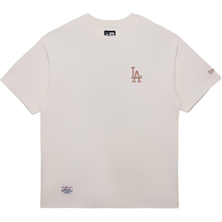 New Era MLB Los Angeles Dodgers Logo Letter Print Crew Neck Short Sleeve T-Shirt Men Tops Ivory 14341316