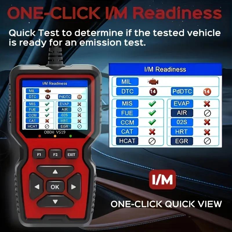 V519 Pro OBD2 Scanner: Live-Daten & Motorleuchten-Diagnose | Batterieloser Code-Leser mit DLC-Stromversorgung, CAN/KWP2000-Protokollen