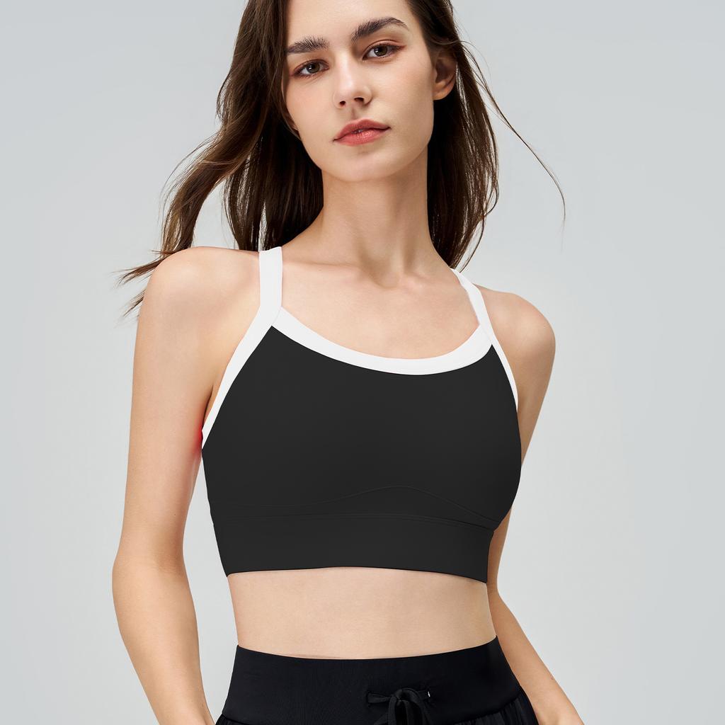 Women's Summer Two Tone Yoga Sports Bra One Piece Outdoor Shockproof Cross Back Yoga Vest