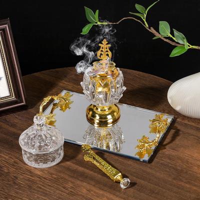 Glass Incense Burner Set Home Decor Practical Tabletop Ornament Arabian for