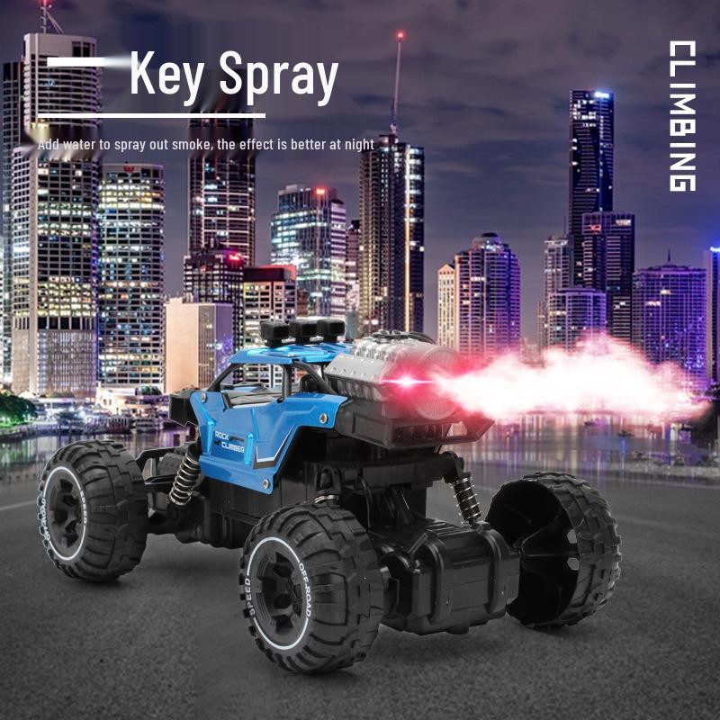 Remote Control Car for Kids: Cool Spray, Climbing Alloy, Rechargeable, Electric 4WD with Lights, Gift-Ready.