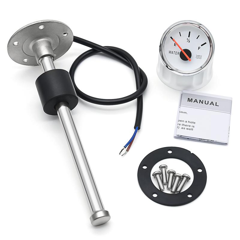Boat Car 52MM Water Level Gauges 0-190ohm Red Light Marine Water Tank Level Indicator Meter Water Level Sensor 100-550MM