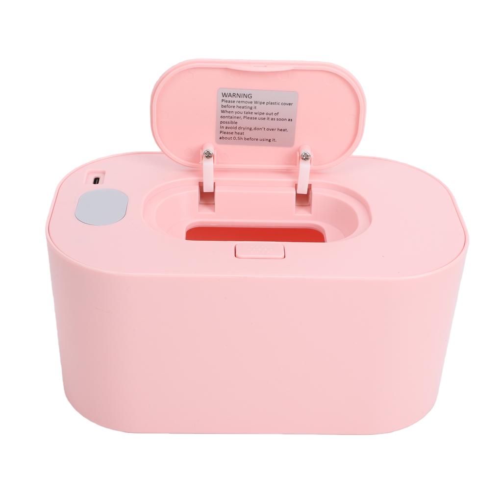 USB Wipe Warmer Top Heating Large Capacity Holds 80 Wipes Baby Wet Wipes Warmer Dispenser Pink