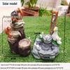 Resin Duck & Squirrel Solar Garden Water Feature Statue
