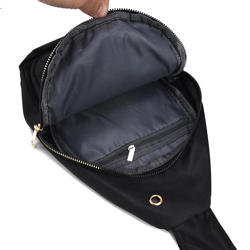 New nylon cloth breast bag women's fashion embroidered thread rhombus shoulder messenger bag large capacity cycling breast bag