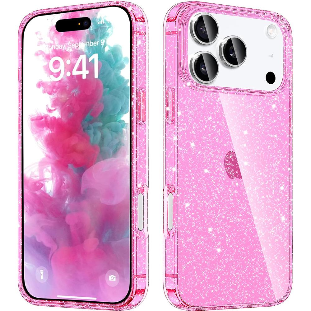 Clear Glitter Case For iPhone 17 Pro Max Air 16E 16 E 15 Plus 14 13 12 17Pro 11 Gold Orange Black Pink Purple Cute Women Girls Phone Cover Accessories