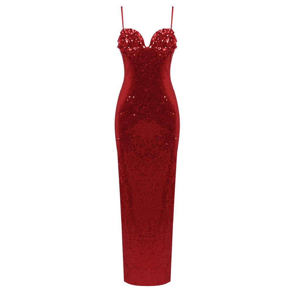 Spot | Red Sequin Collar Dress