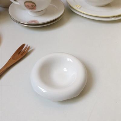 Ceramic Sauce Bowl White Turn-up Seasoning Dish Mini Honey Vinegar Dish Gravy Dipping Bowl Jewelry Display
