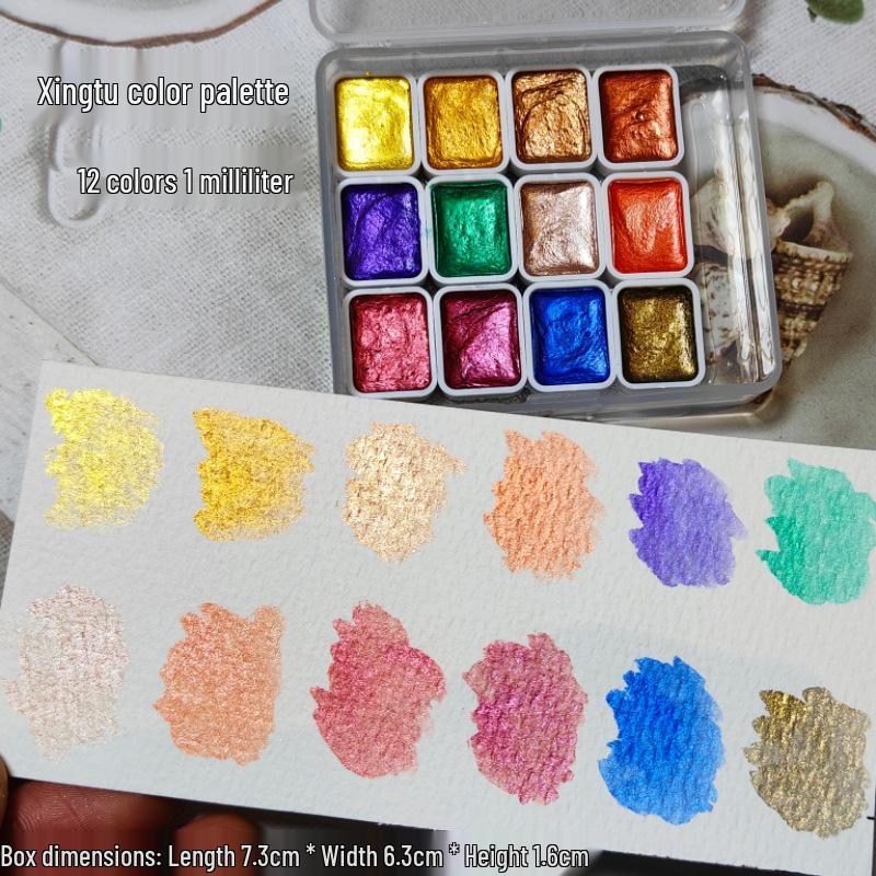 Pearlescent Japanese Watercolor Set: 56 Colors for Nail Art, Makeup, and Doodling