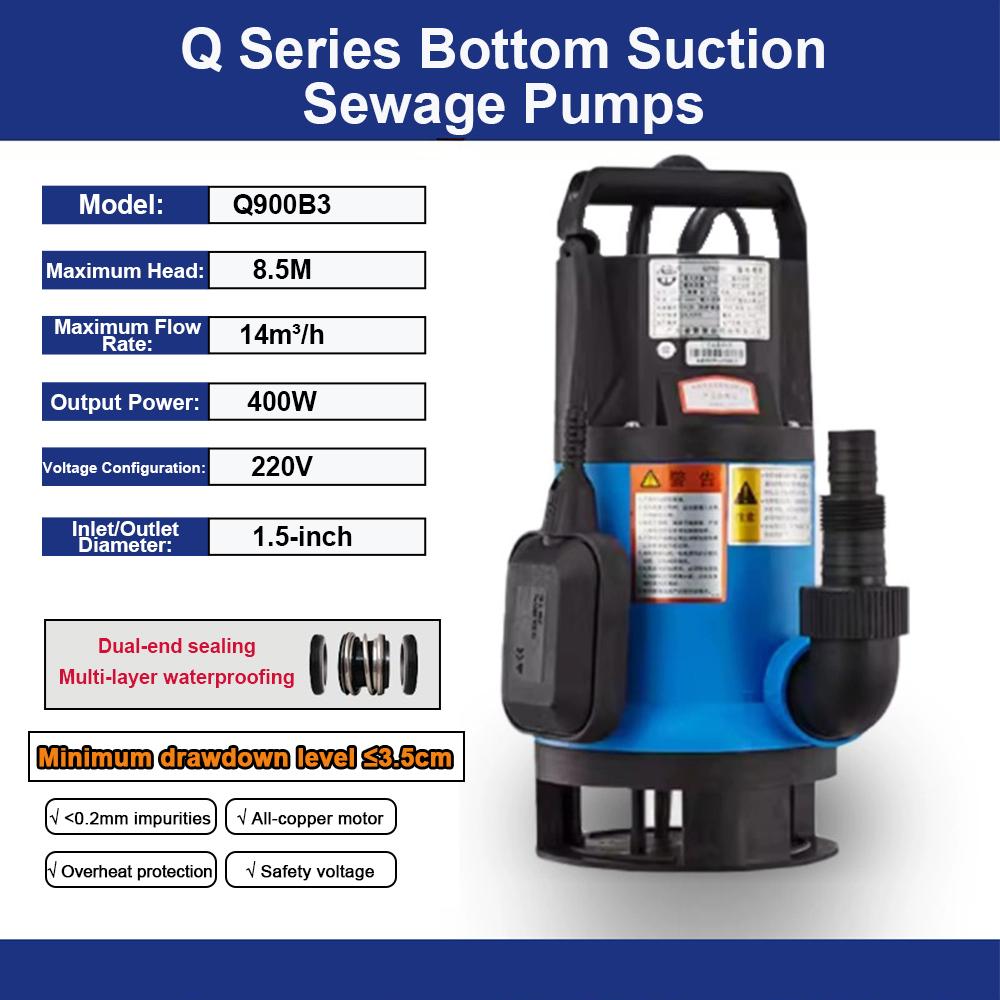 220V Compact Submersible Pump Q-Type Clean Water Pump Sewage Pump for Planting Forests Fisheries Ornamental Fish