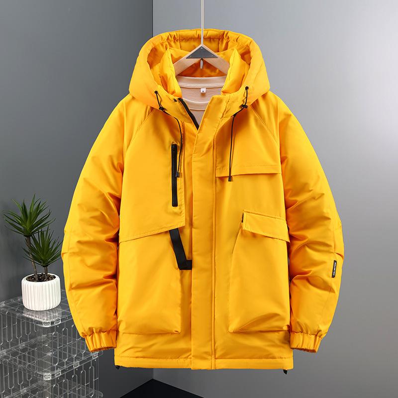 Men`s Solid Color Hooded Puffer Jacket