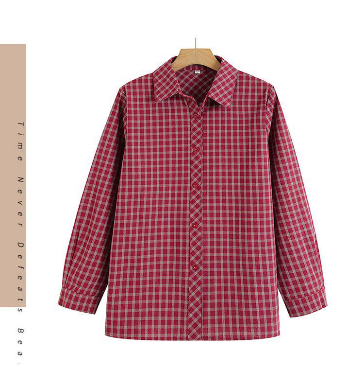 2026 Pure Cotton Plaid Cardigan for Middle-aged & Elderly Women - Long Sleeve, Mom & Grandma Style