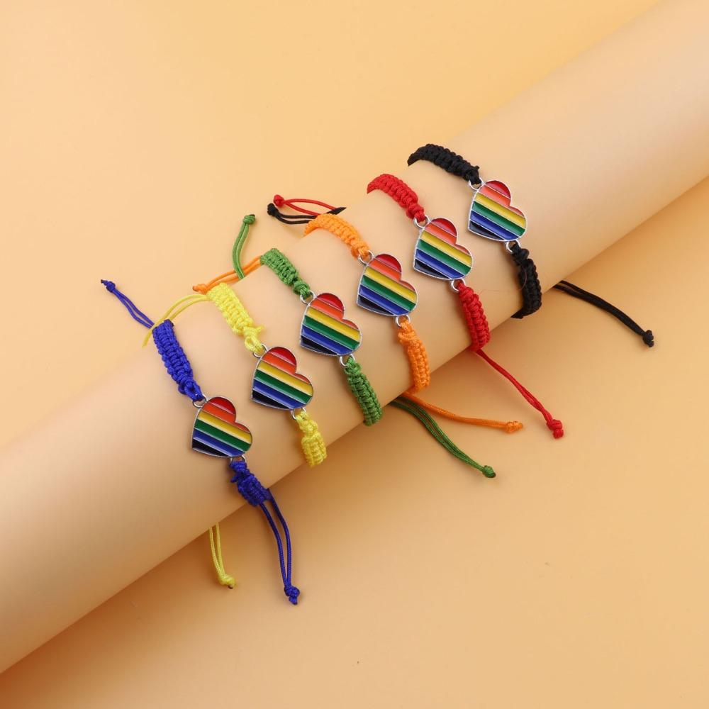 6pcs Bohemian Style Rainbow Bracelet Handmade Braided Rainbow Rope for Men Women  Gift