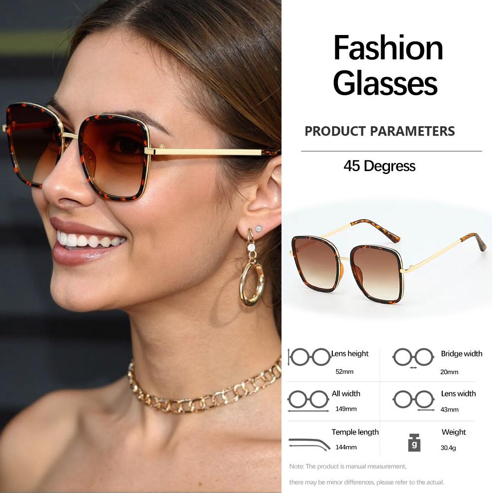 

Light Sunglasses for Women Luxury Metal Decoration Square Large Frame Glasses for Daily Styling Men Fashion Sunglasses Women