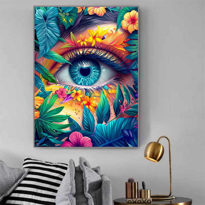 5d DIY Diamond Painting Cross Stitch Abstract Flower Eyes Diamond Embroidery Mosaic Full Round Drill Home Decor Arts