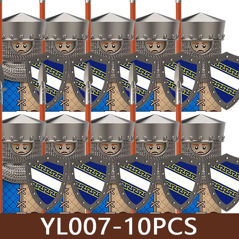 Medeltida Slottssoldat Figurer Byggklossar Militär Armé Riddare Romersk Krigare Infanteri Milis Orcher Tillbehör Klossar Leksaker