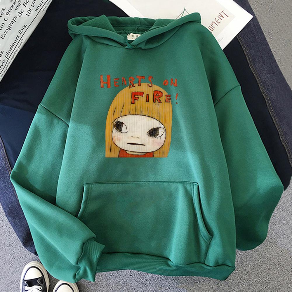 Comic Yoshitomo Nara Cartoon Hoodies Girls Kawaii Printing Sweatshirts Women Autumn Long Sleeve Pullovers Oversized