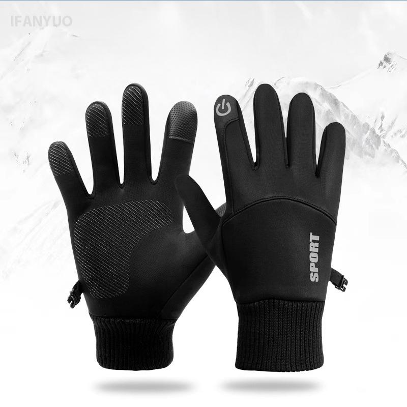 Winter Snow Warm Gloves Outdoor Cycling Full Finger TouchScreen Gloves Waterproof Fleece Gloves for Running Skiing Motorcycle