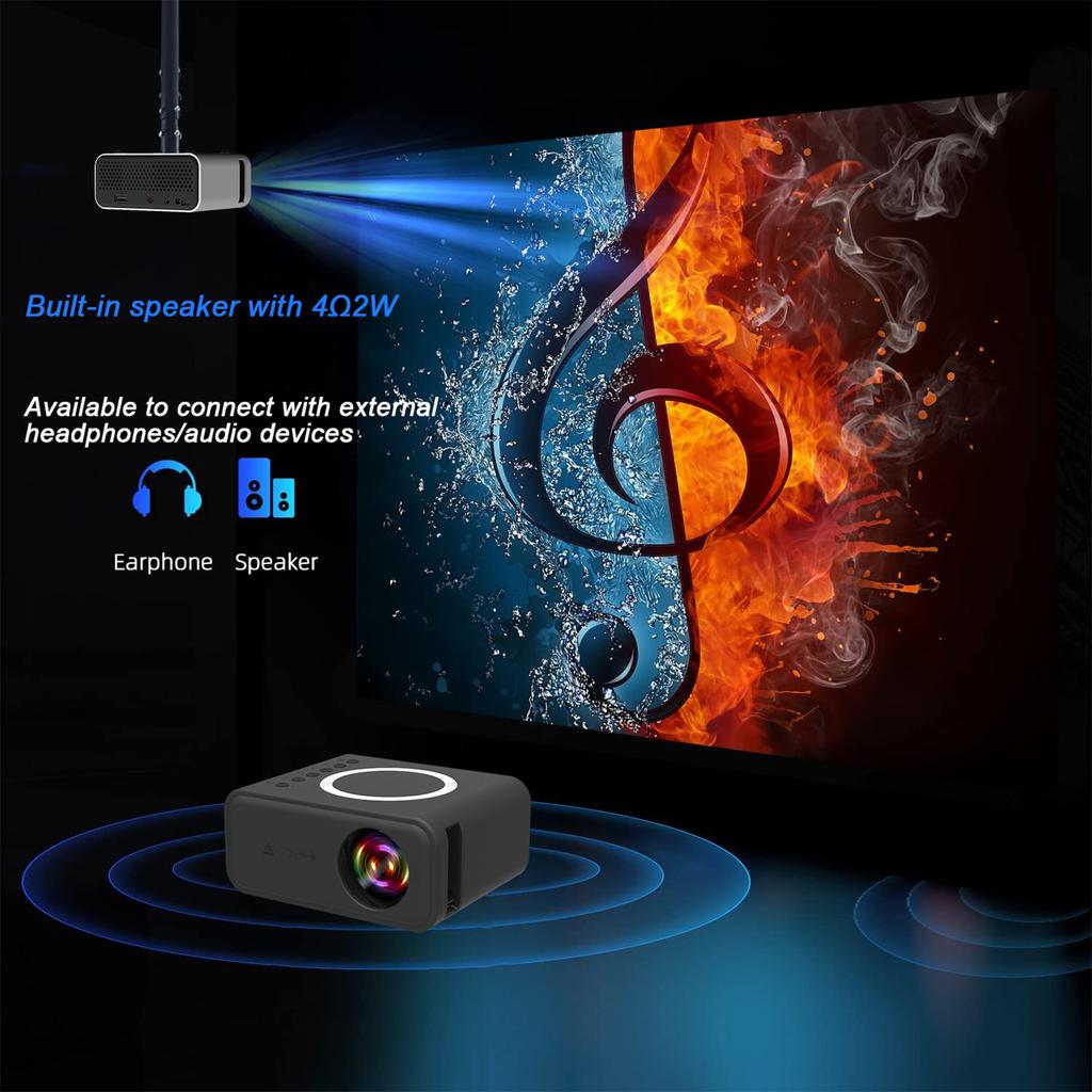 Wireless + wired mobile phone same screen projector home mini projector micro home portable LED
