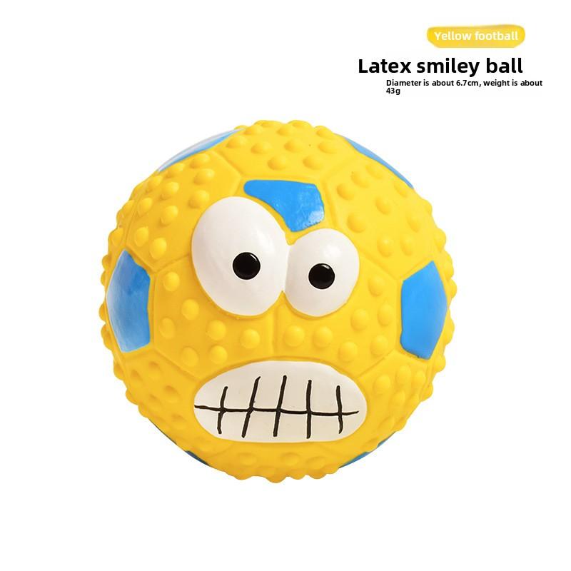 Neues Haustierspielzeug - Latex Lachendes Gesicht mit Geräusch Volleyball Fußball Beißspielzeug gegen Langeweile Kugelförmiges Hundespielzeug