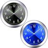2 Pieces Stick On Dashboard Car Clock Mini Tiny Small Luminous Car Vent Clocks Watch For Dashboard Boat Bike Home (Black, Blue)