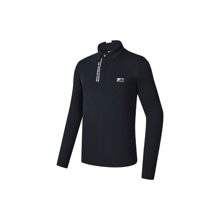 

FILA Athletics Golf Letter Knit Long Sleeve Polo Shirt Men tops Legendary-Blue A11M245212F-NV L