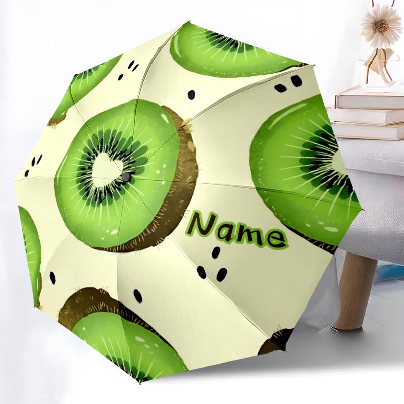 1pc Kiwi Pattern Custom Name Automatic Folding Umbrella, Durable Plastic & Iron, Lightweight for Outdoor Daily Use  S1230069