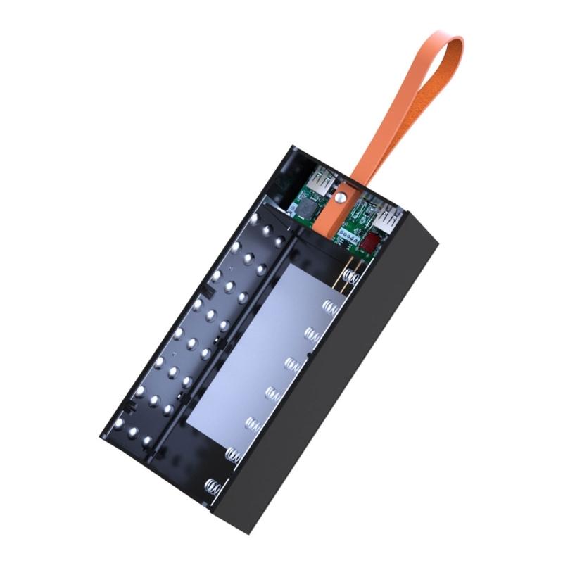 24x18650 Battery Storage Box PD Quickly Charge Powers Bank Case Support Wireless Charging/Quick Charging Functions