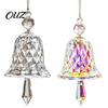 Holiday Window Hanging Bells Faux Crystal Bell Suncatcher, Glass Prism Wind Chime Ornament, Clear Rainbow Chimes Christmas Tree Maker for Indoor