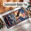 Amerikanisches Patriotisches Thema Kristall Samt Teppich Personalisierter Benutzerdefinierter Name Text Weiche Bodenmatte Heimdekoration