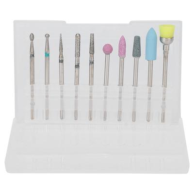 Set di 10 Pz Testine per Lucidatura Unghie Emery Quarzo Rimuovi Smalto Esfoliante Lucidante Scatola Set