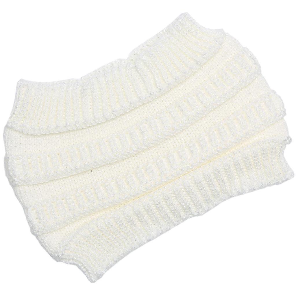 1pc Solid Knit Hat Autumn And Winter Ladies Knitted Headband Widened Face Wash Head Cover Empty Top Ponytail Wool Hat