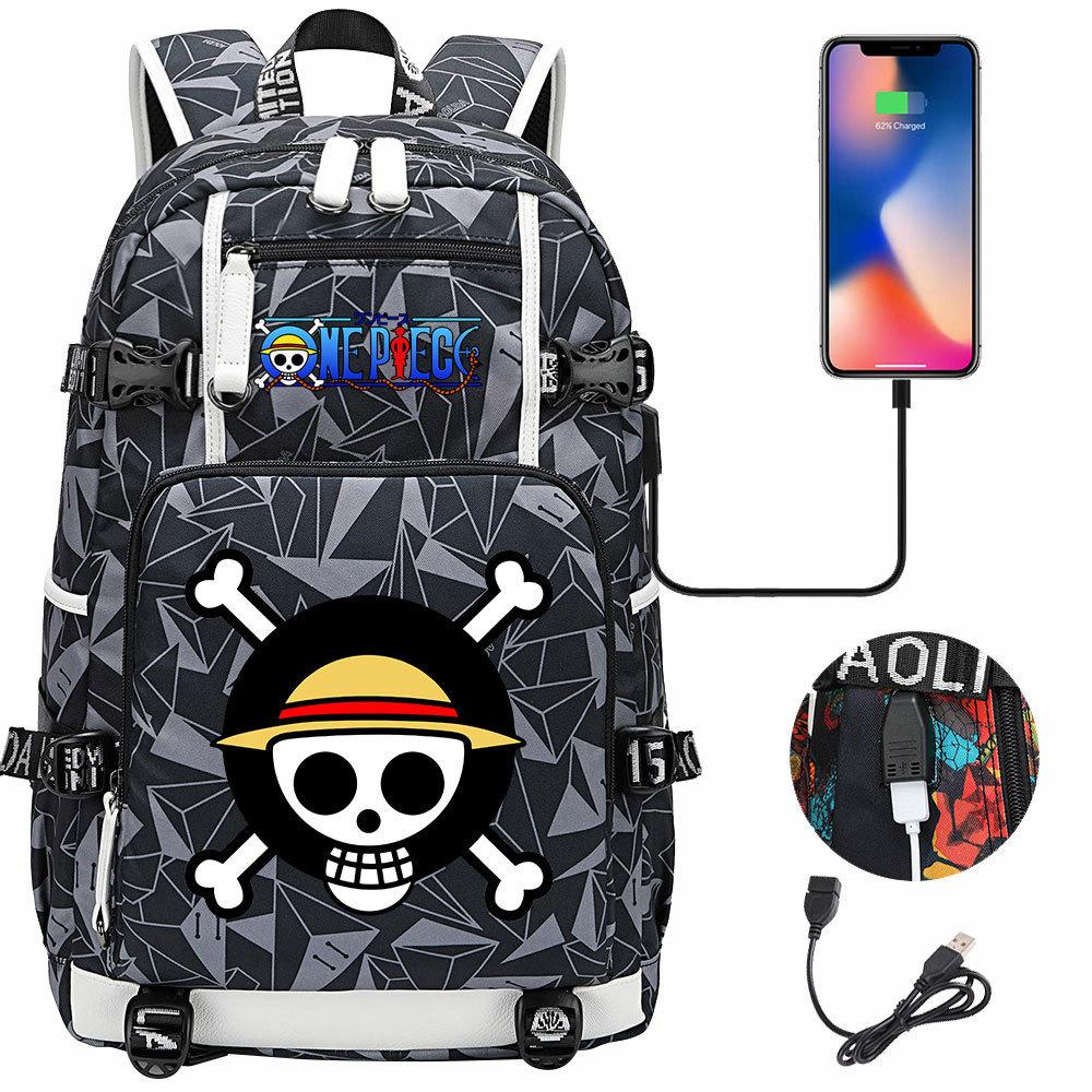 RiMan ONE PIECE Luffy Printed Teen Student School Bag Large Capacity Men's and Women's Leisure Travel Backpack