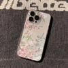 Pink Floral Pattern Transparent Phone Case For IPhone 17 16 15 14 Plus 13 12 11 Pro MAX 16E 17E Air Phone Cover Coque Funda