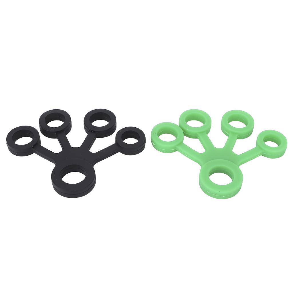 2pcs Silicone Finger Stretcher Portable Elastic Hand Resistance Bands Strengthener 11LB (Dark Green Black)