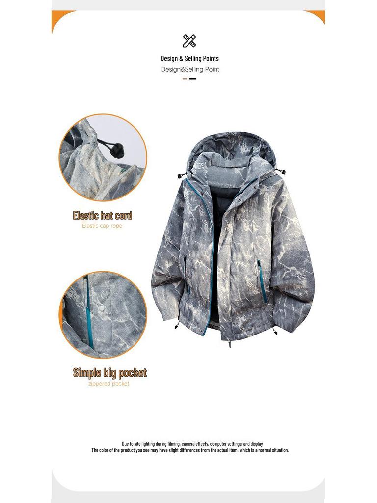 Giacca da Sci in Cotone Ispessito con Cappuccio Mimetico da Uomo e Donna - Capo d'Abbigliamento Invernale alla Moda