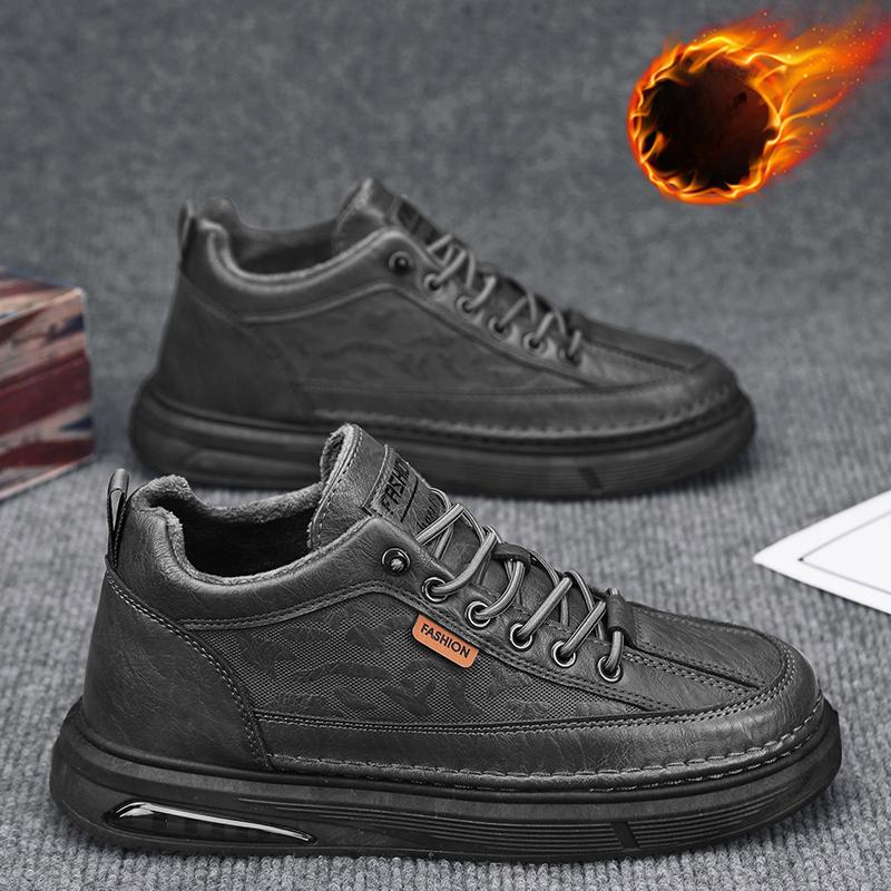 

Модная мужская обувь на плоской подошве, спортивная обувь для бега с толстым бархатом и теплой кожей, модная и универсальная, повседневная, для пеших прогулок, спортивная 44 серый