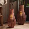Retro Floor-to-ceiling Wind Lamp, Natural Bamboo Candlestick Lantern