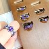 [Die dunkle Welt] Dunkellila Zirkon Persönlichkeit Punk Offener Ring Voll von Diamanten Zirkon Nische Stapelring
