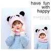 Children Cartoon Cute Bear Rabbit Hat Scarf Girls Boys Winter Soft Thicken Scarves Beanie Double Warm Fleece Kids Hats