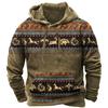 Christmas Men's Hoodie Retro Indian Animal Pattern Cowboy Style Casual Fashion Hooded Sweatshirt Unisex Harajuku Oversized Top