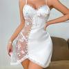 European & American Sexy Lace Lingerie: Sheer Temptation Nightdress with Thong, Two-Piece Set.