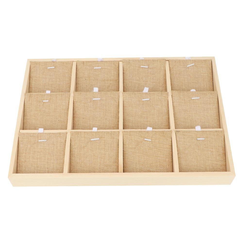 Wooden   Jewelry Display Tray Showcase Storage Case For Ear  Bangle Necklace (12 Slots)