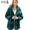 Women Autumn and Winter Checkered Loose Casual Cardigan Without Buttons, Double-layer Plush Jacket for Women