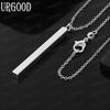 925 Sterling Silver Minimalist Rectangular Pillar Pendant Necklace - Fashionable Banquet Jewelry